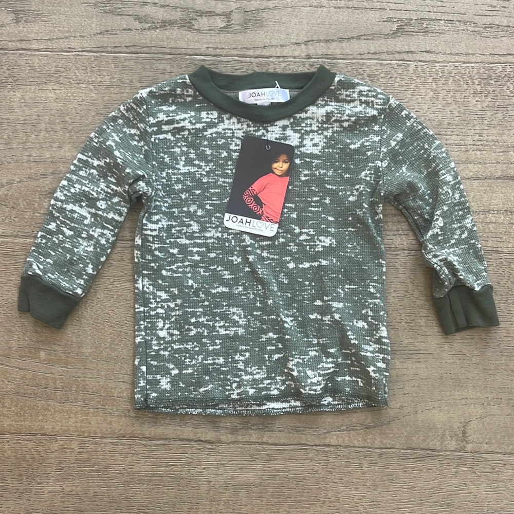 Joah Love Baby Boy Distressed Camo Henley, NWT, 3-6M